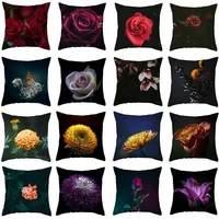 cushion cover pillowcases dark rose flowers printed decoractive for throw pillow covers living room modern home decor 4545cmpc