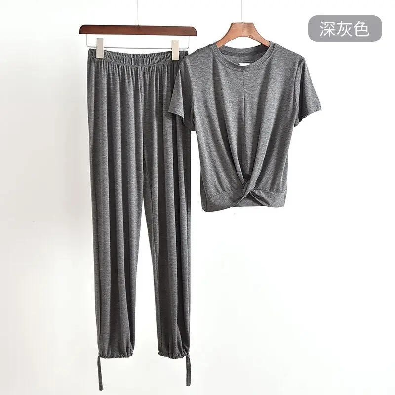 Пижама из модала для женщин одежда сна летние свободные штаны пижама однотонная