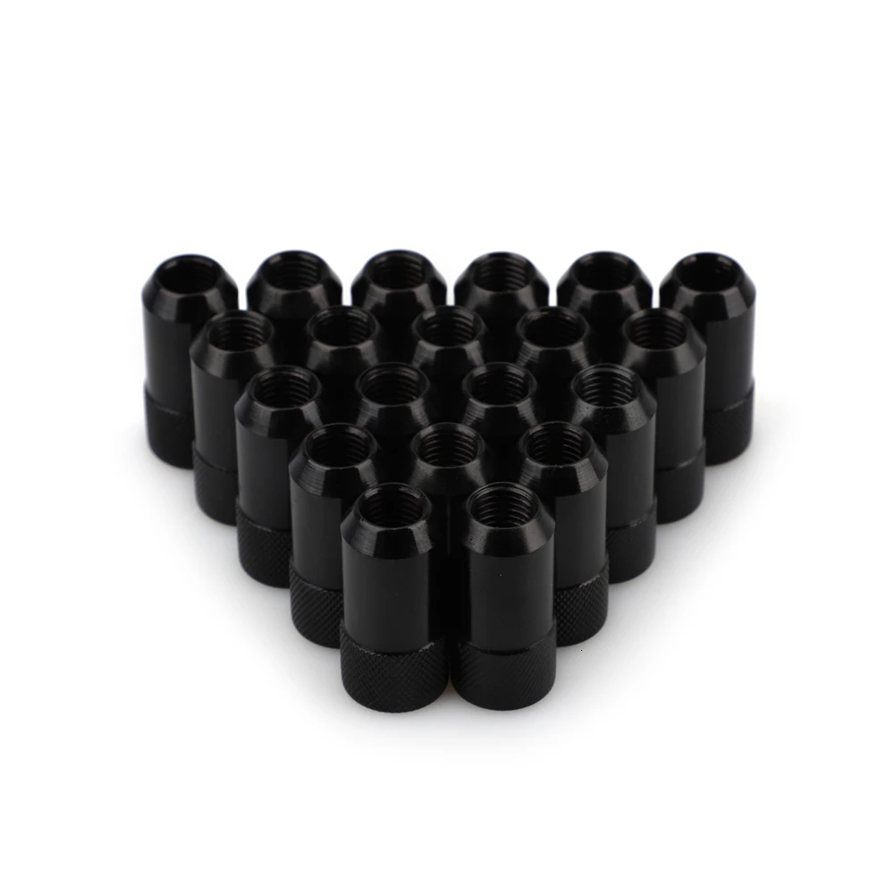 Черный 20 PCS 42mm Length Racing Lug Nuts d1 Alloy Aluminum 7075-t6 m12x1.5 Aftermarket Wheel Nut Jdm Accessories - Название цвета: Черный