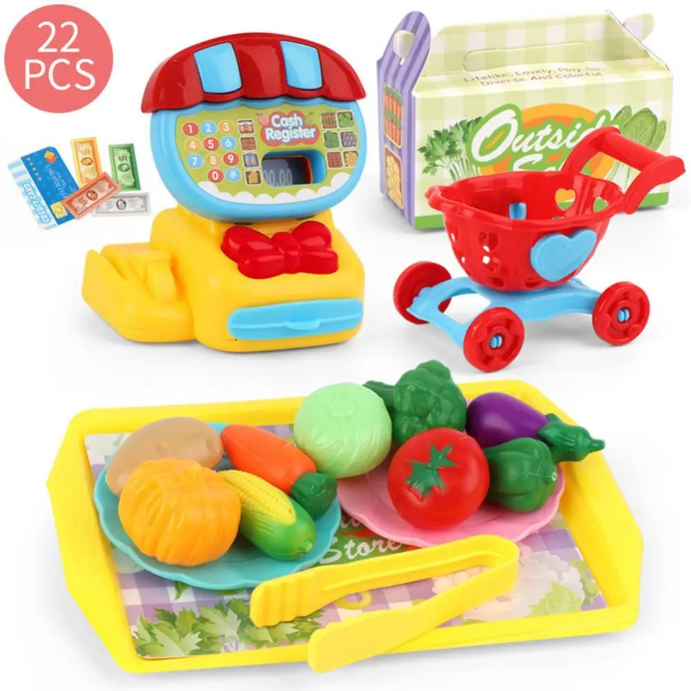 Children Shop Cash Register Fruit Vegetable Dessert Pretend Play Children Toy