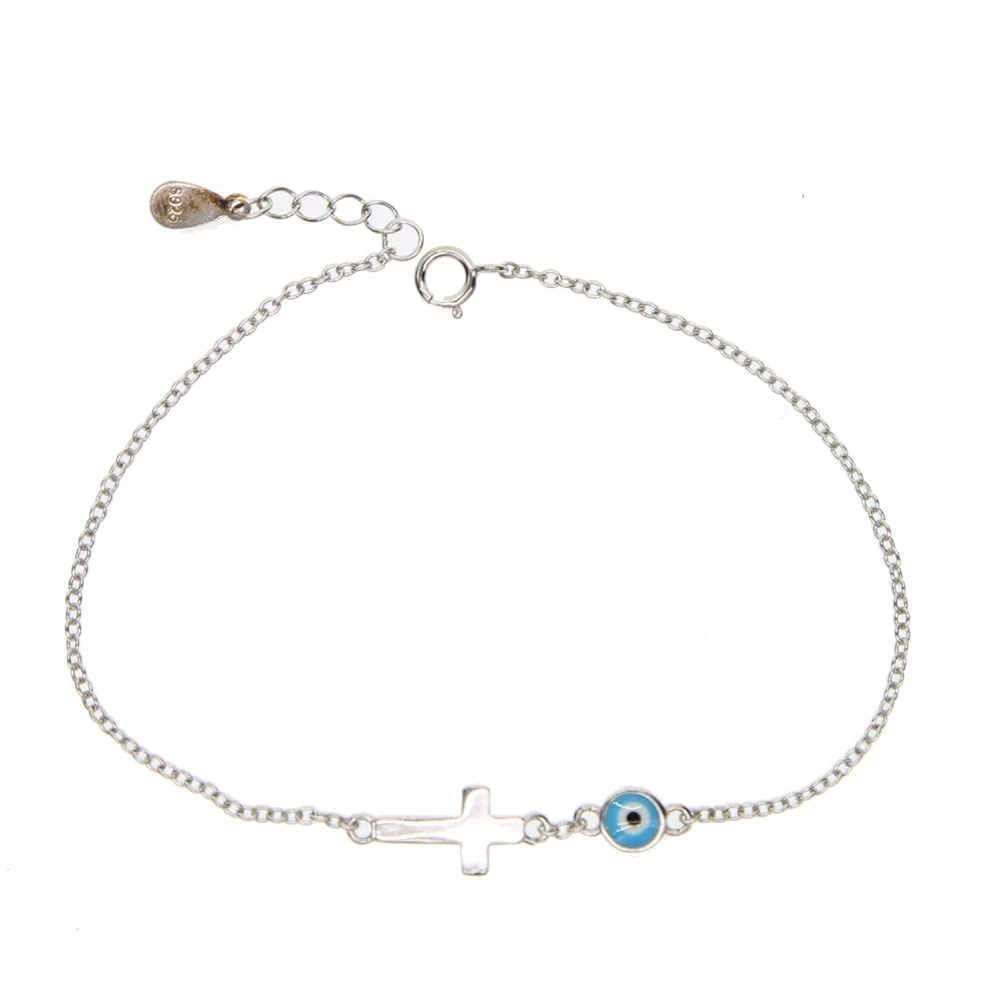 Новый дизайн роскошная девушка CZ кулон в виде креста глаз Шарм браслет 925