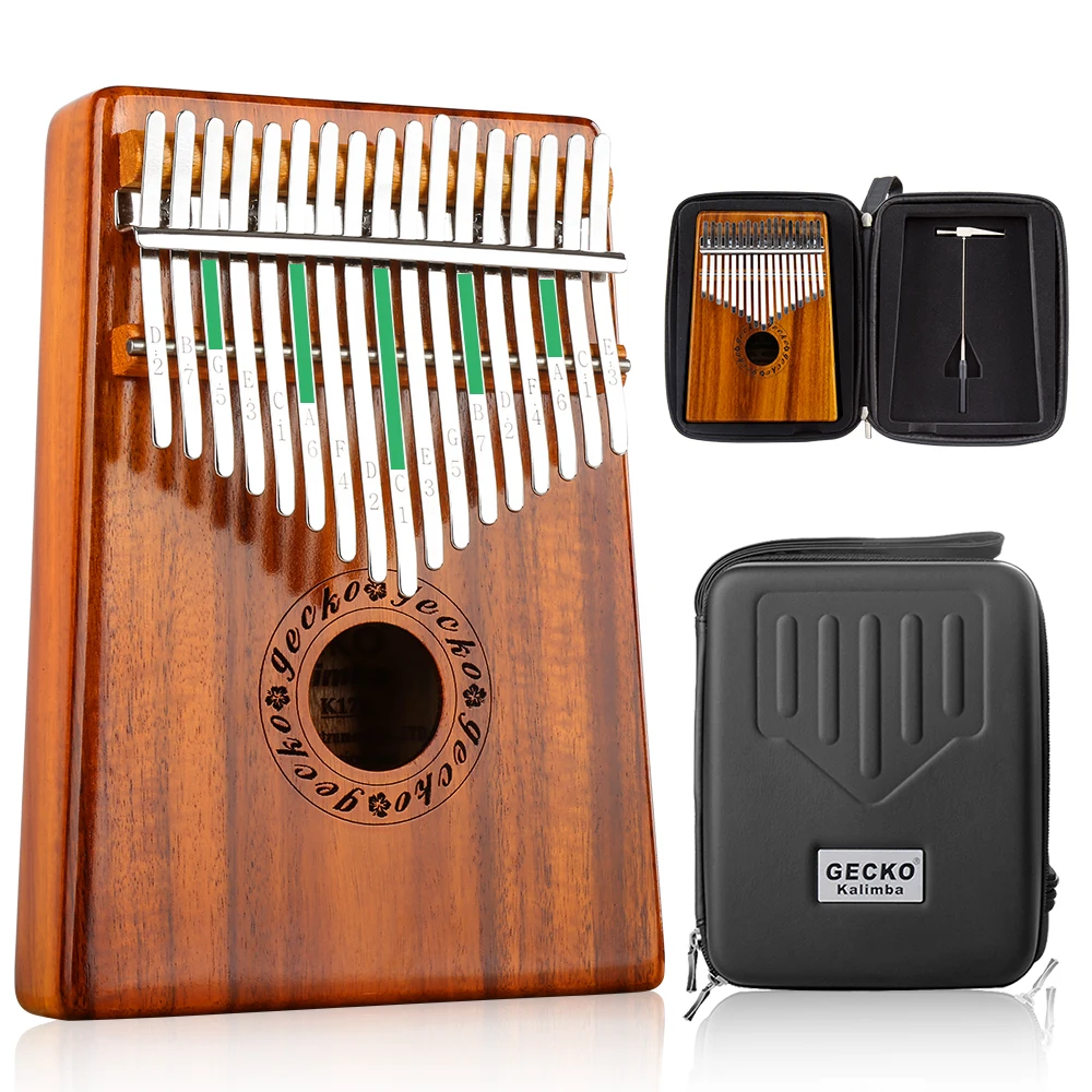 GECKO Kalimba 17 клавиш из акации (KOA) пианино для большого пальца и EVA