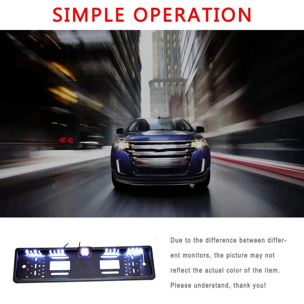 

Europe License Plate Frame Car Rear View Camera Waterproof Night Vision Reverse Backup Camera Led Light Parking System 16LED