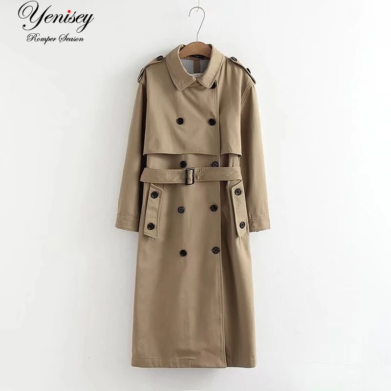 Женский Тренч модная куртка длинное пальто модное ветровое двубортное ветровка