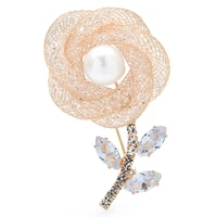 wulibaby new crystal flower brooch pins for women unisex all match flower party casual brooches gifts