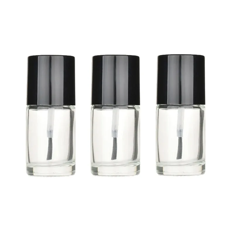 20pcs/lot 10ml Empty Nail Polish Bottle Clear Glass Round Container With Brush Black Cap Gel Extension Vial | Красота и здоровье