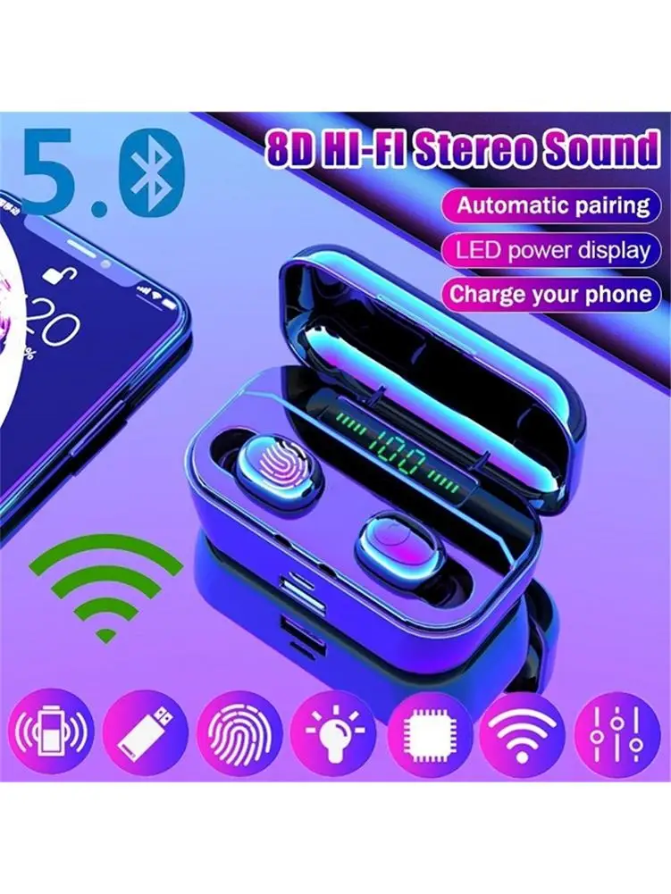 G6S наушники-вкладыши Tws Bluetooth наушники 8D стерео Беспроводной наушники мини Беспроводной наушники гарнитура с 3500 мА/ч, Мощность банк наушников