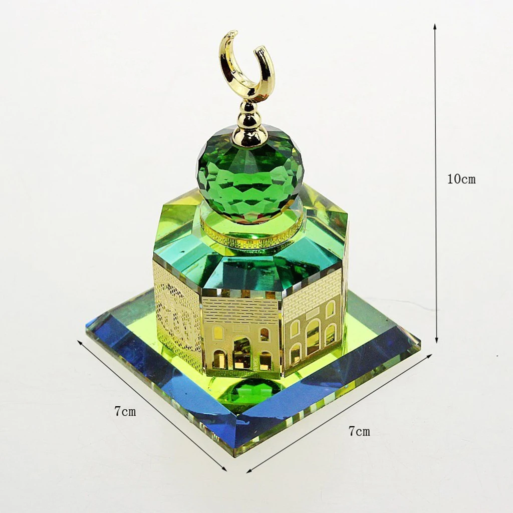 

3D Muslim Model Crystal Architecture Miniature Tower Islamic Building Figurines Sculpture Gift for Home Office Living Room Car