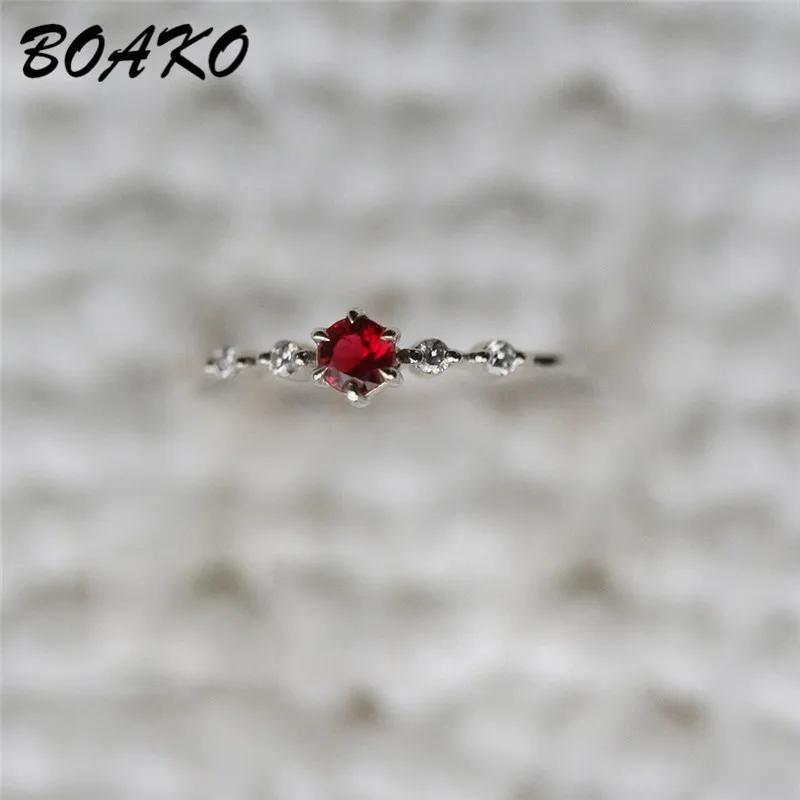 BOAKO простые кольца с красным камнем и кристаллами для женщин женские шикарные изящные тонкие кольца украшения для пальцев нежные золотые свадебные кольца Anillos