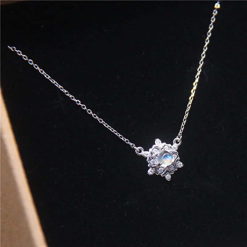 Женская цепочка из серебра 925 пробы с подвеской в виде снега и Луны|Подвески| |