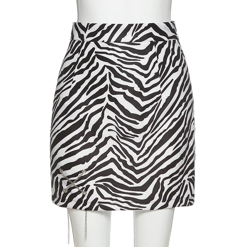 

2020 summer new irregular stripes high waist thin bag skirt