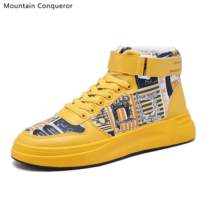 Mountain Conqueror Fashion High Top Men Shoes Print Casual For Autumn Winter Male hip hop Footwear Size 39-44 | Обувь