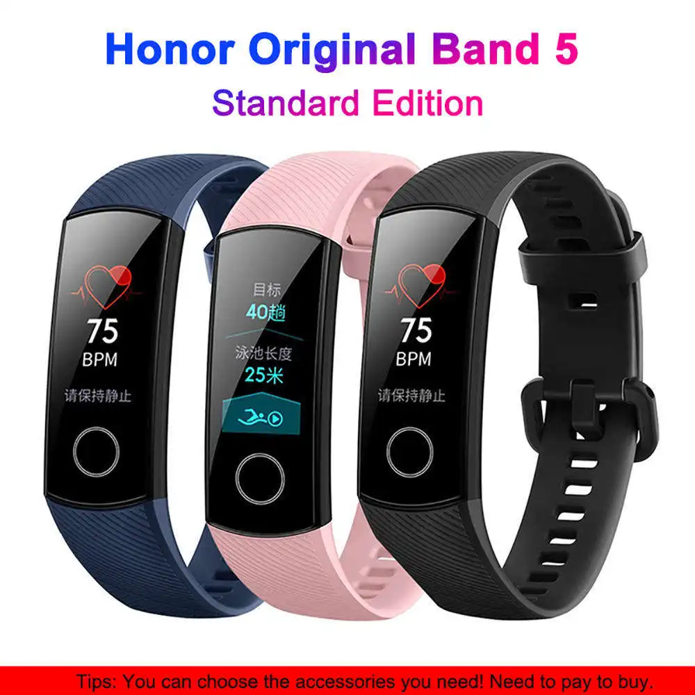 

Original Honor Band 5 Smart Wristband Oximeter Magic Color Touch Screen Swim Stroke Detect Heart Rate Sleep Nap