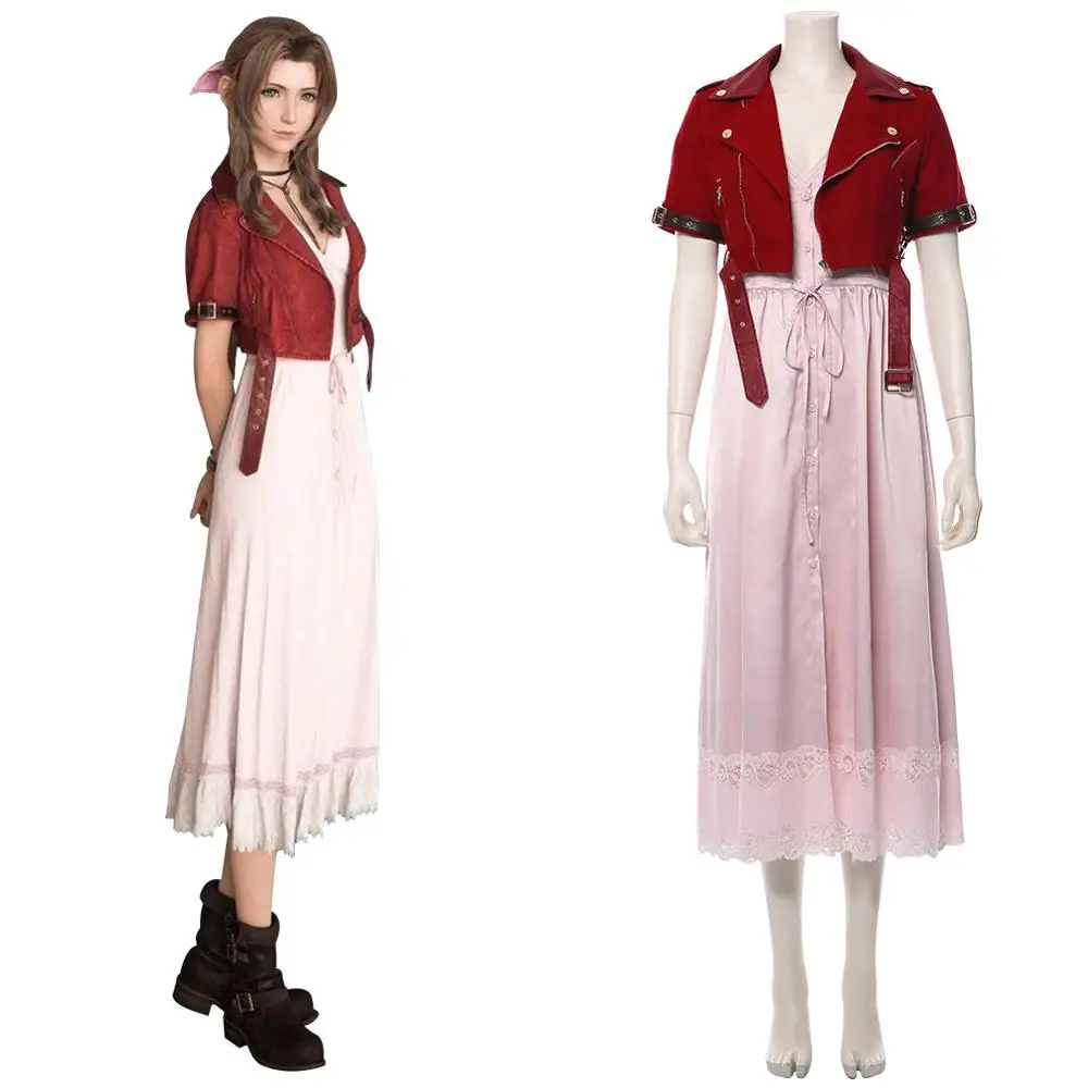 

FF 7 Final Fantasy VII Aerith Gainsborough Cosplay Costume Adult women girls dress Halloween Carnival Coostumes