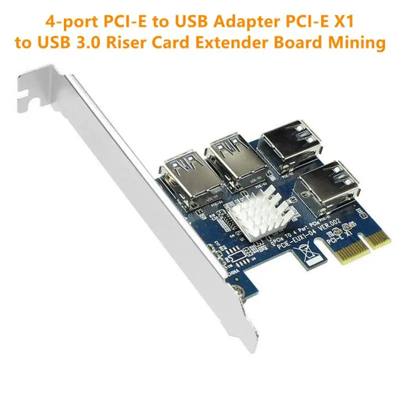 

Быстрая доставка! 4-портовый PCI-E к USB адаптер PCI-E X1 USB 3,0 Riser Card Extender доска добычи полезных ископаемых