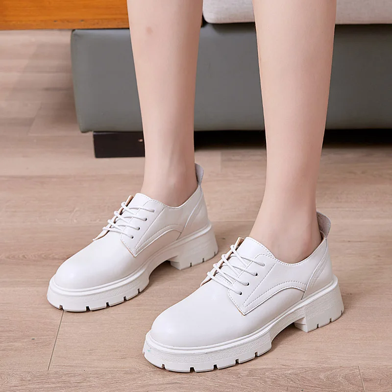 

2021 new fashion casual women's shoes thick-soled retro leather single shoes women's British style small leather shoes