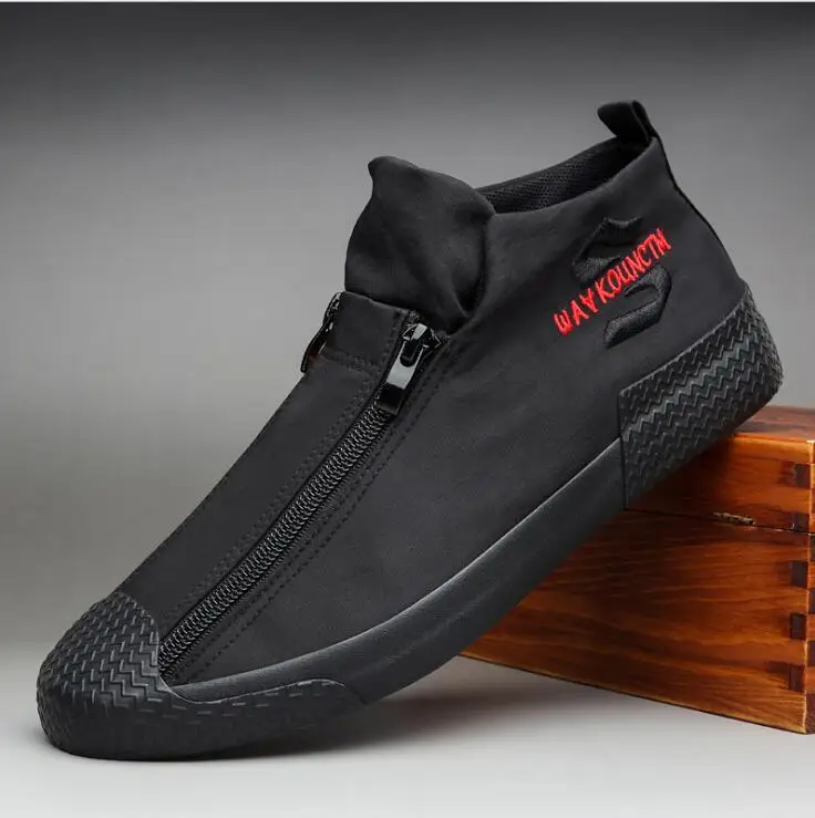 

Fashion zipper canvas shoes Rubber Male flats Zapatillas Hombre Men Casual Sneaker shoes