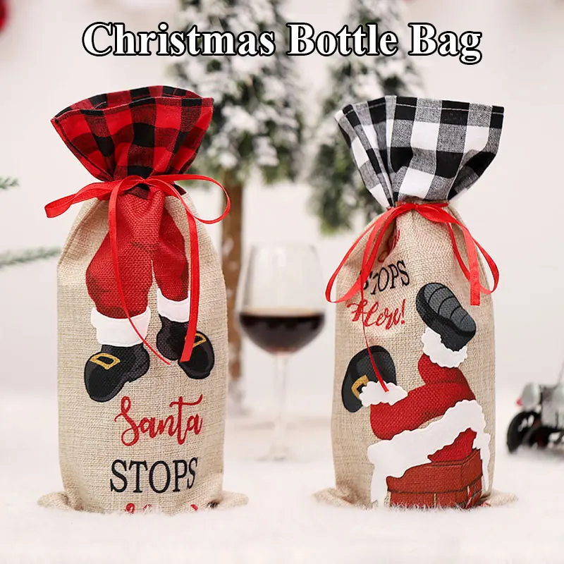 

2021 рождественские украшения для дома, чехол для винной бутылки с Санта-Клаусом, шампаном, искусственное Рождественское украшение, подарок