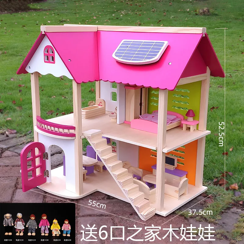 Маленький деревянный миниатюрный кукольный домик набор миниатюрных розовых