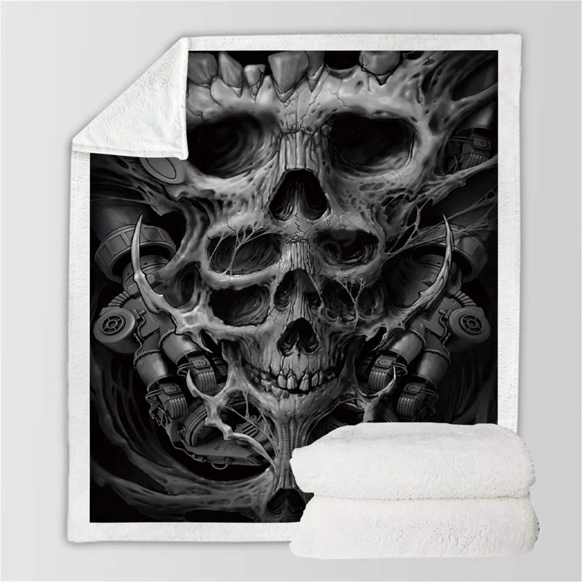 

Skull Fleece Blanket 3D full printed Wearable Blanket Adults/kids Fleece Blanket Sherpa Blanket Drop Shipping 03