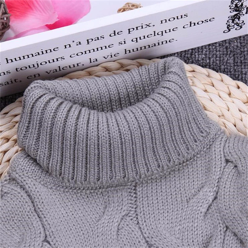 Winter Warm Children's Boys Sweater Turtleneck Knitted Stretch Bottoming Shirt for Girls Tops Clothes