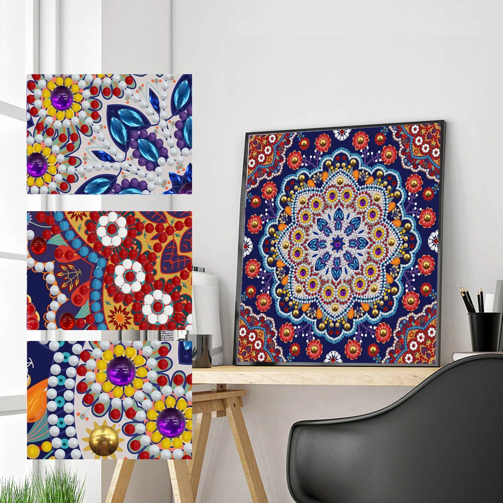 

Crystal Rhinestone Diamond Painting Fantasy Round Diamond Square Diamond Embroidery with Bead Embroidery Sparkling Mandala