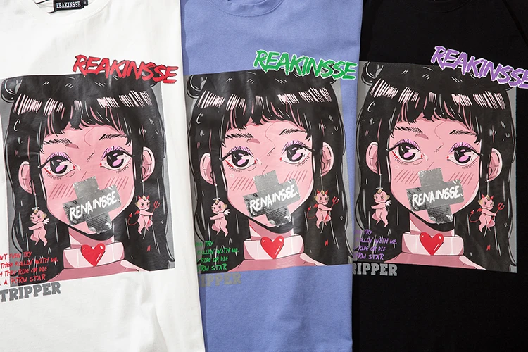 

Mens Cartoon Print T shirt Unisex Hip Hop Casual Short Sleeve Tee Shirts 2021 SS O-Neck Loose Size Tshirts Cotton Tops