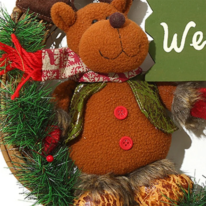 

Christmas Wreath for Front Door 14 Inch/35cm Door Wreaths Christmas Home Door Hanger Wall Car Decoration (Reindeer)