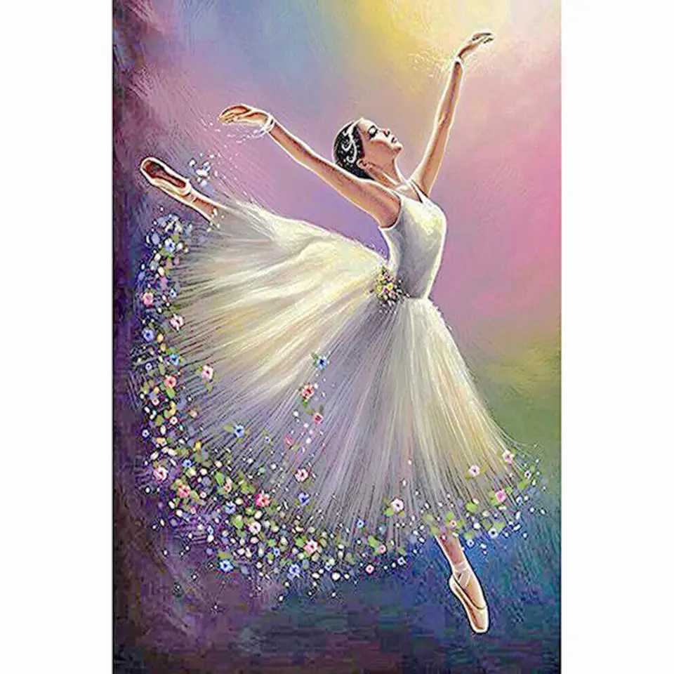 

FUII round diamond 5D handmade DIY diamond painting "The dancing girl" 3D embroidery cross stitch home decoration gift mozaïek