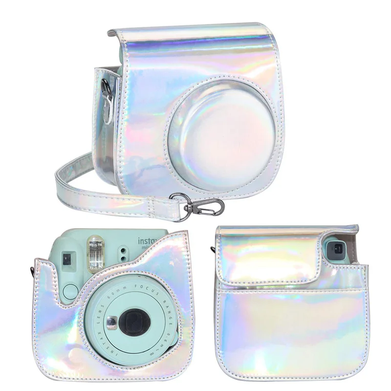 Чехол для Камеры Fujifilm Instax Mini качественная сумка через плечо из искусственной кожи с ремешком для Fuji Instax Mini 9, Instax Mini 8 - Цвет: fancy silver