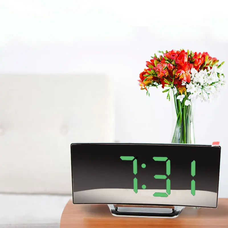 

Digital Alarm Clock 7 Inch Curved Dimmable LED Sn Electronic Digital desktop Clock for Kids Bedroom Large Number Table Clock