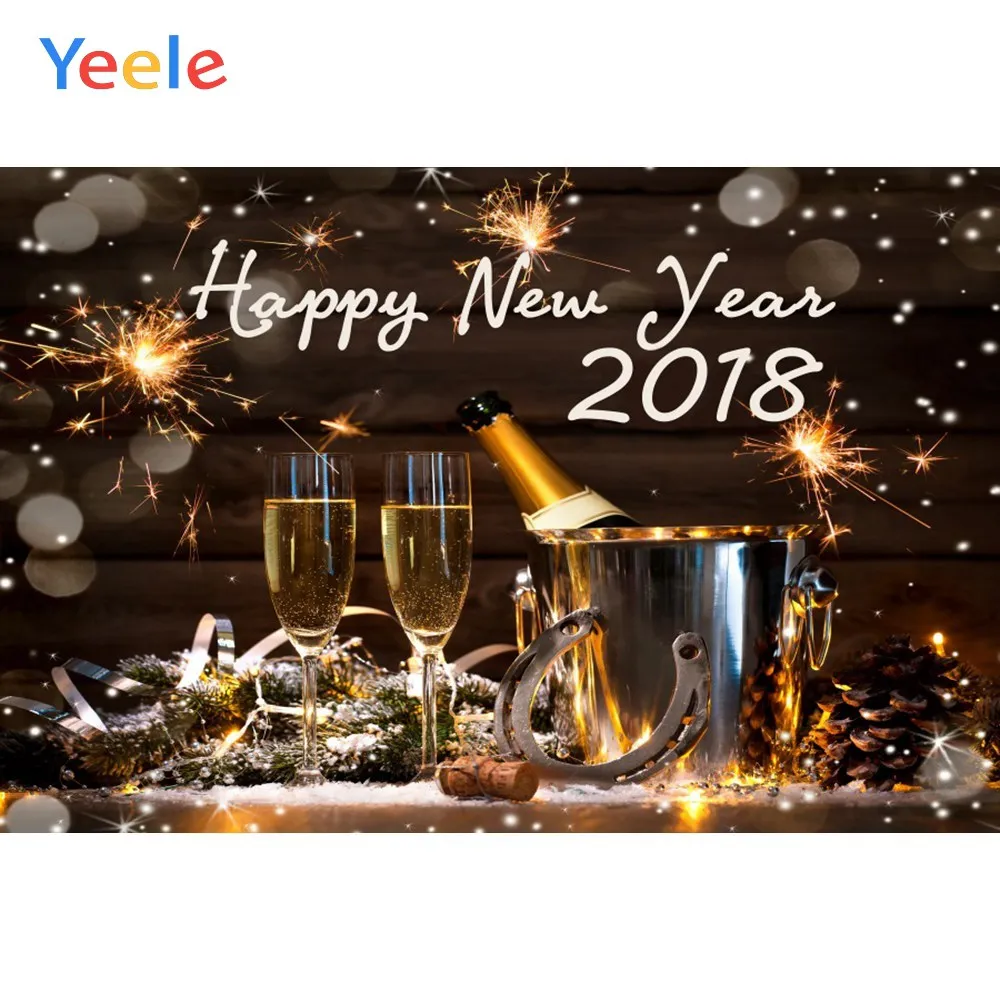 Yeele счастливый год золотые часы светильник звезда снег фотографии фоны персонализированные фотографические фоны для фотостудии - Цвет: NWH00792