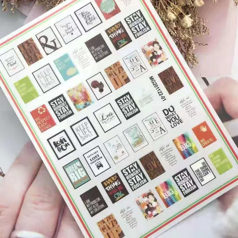 

Newest WG1122-01 letter design nail stickers 3d Japan Korea style nail decals self-adhesive DIY nail decoration tips