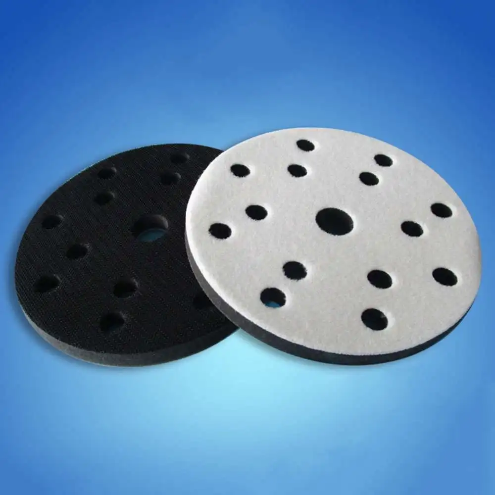 

6-Inch 15-Hole Soft Sponge Cushion Self-Adhesive Flocking Interface Pad Hook Loop Sanding Disc Supplies