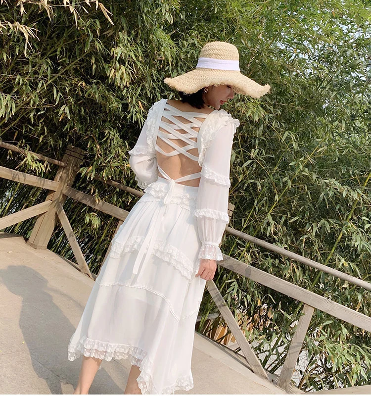 Летнее платье-миди Tingfly дизайнерское подиумное платье с вырезом открытой спиной