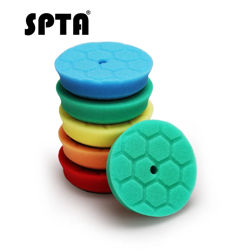 SPTA 3 дюймов скошенный край полировальный коврик Шестигранная-логическая Т-образная полировка воском губка для удаления царапин автомобильная краска Полировочный диск