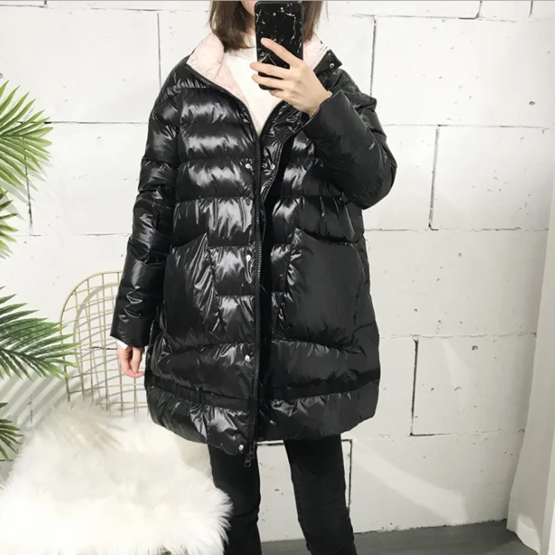 Женский простой пуховик средней длины из чистого хлопка повседневное теплое