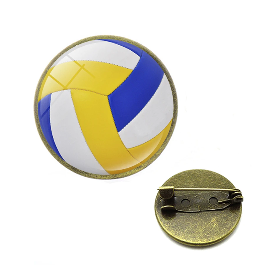 Броши с надписью Volleyball ручная работа круговой спортивный волейбол нагрудные