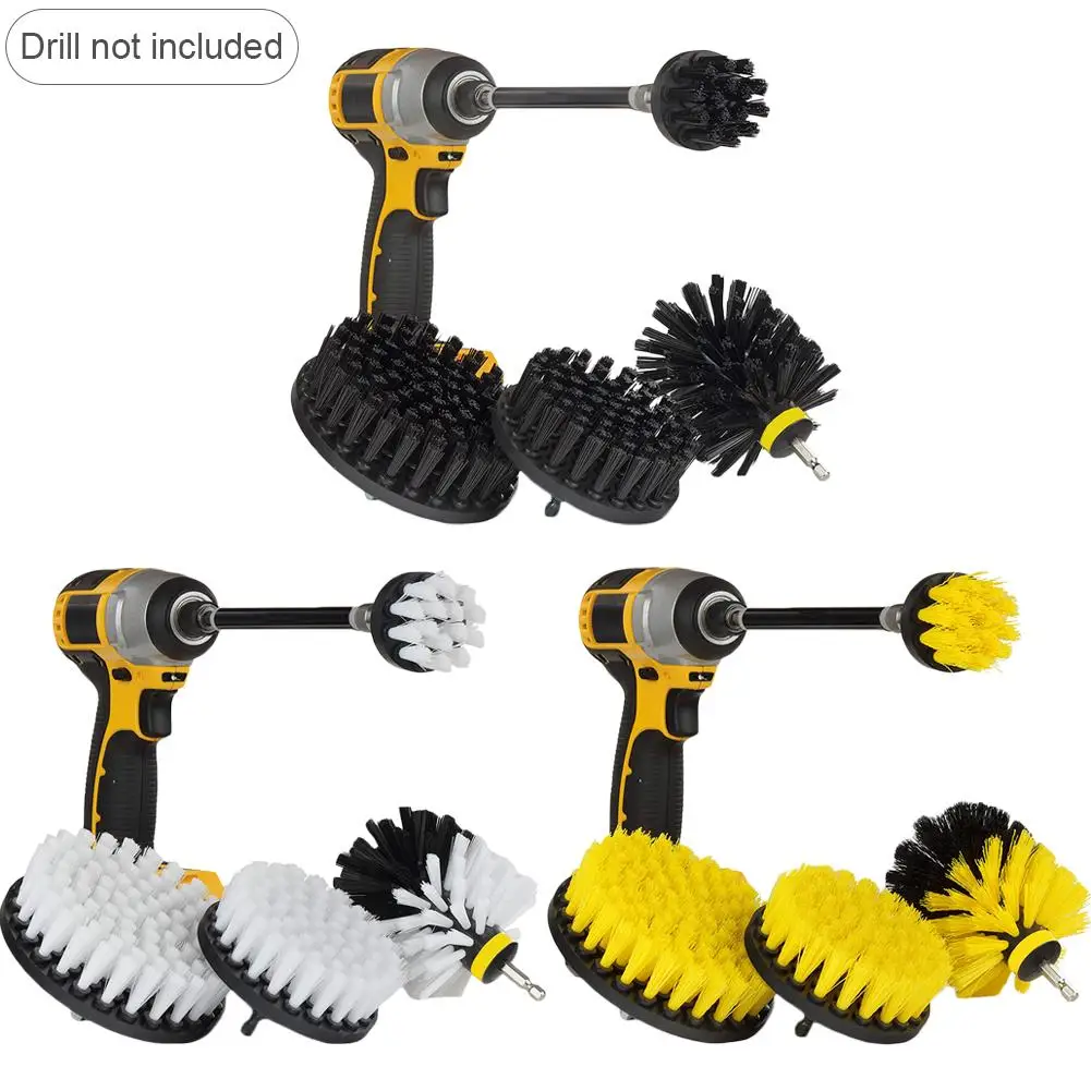 

5 PCS Drill Brush Scrub Kit Set Motorcycle Accessories with Extension Rod for Car Cleaning Deck Seats Boat Seat Carpet Fabric