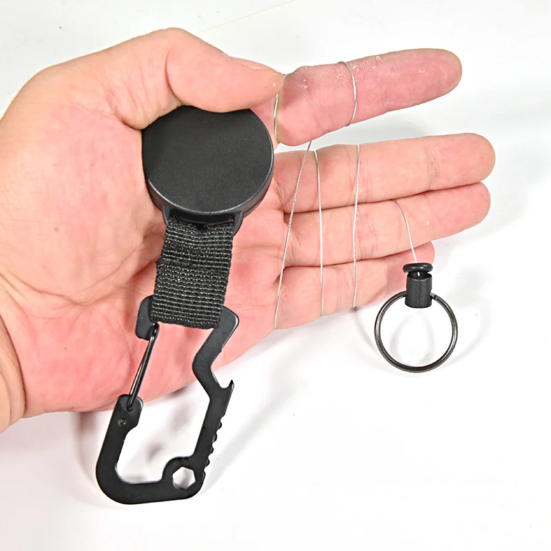retractable keychain key ring id badge holder metal with steel wire multitool carabiner clip name tag card holders stationery free global shipping