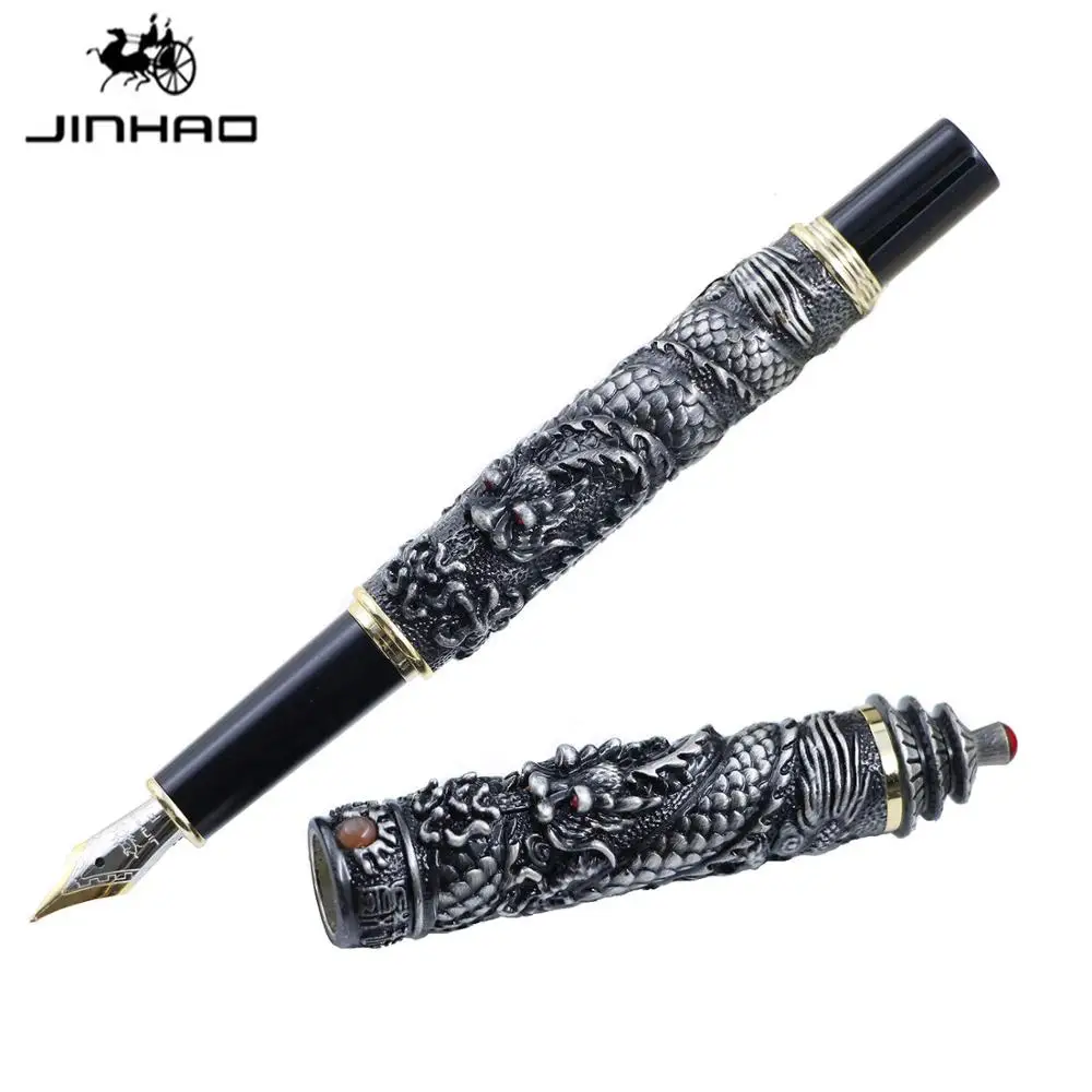 JinHao двойной дракон ювелирные изделия Роскошная перьевая ручка винтажная башня