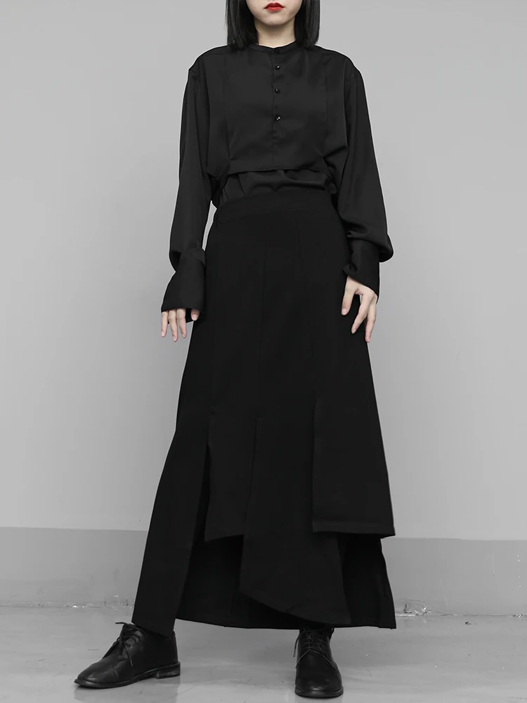 Женская Юбка-миди средней длины однотонная короткая юбка с разрезом спереди и