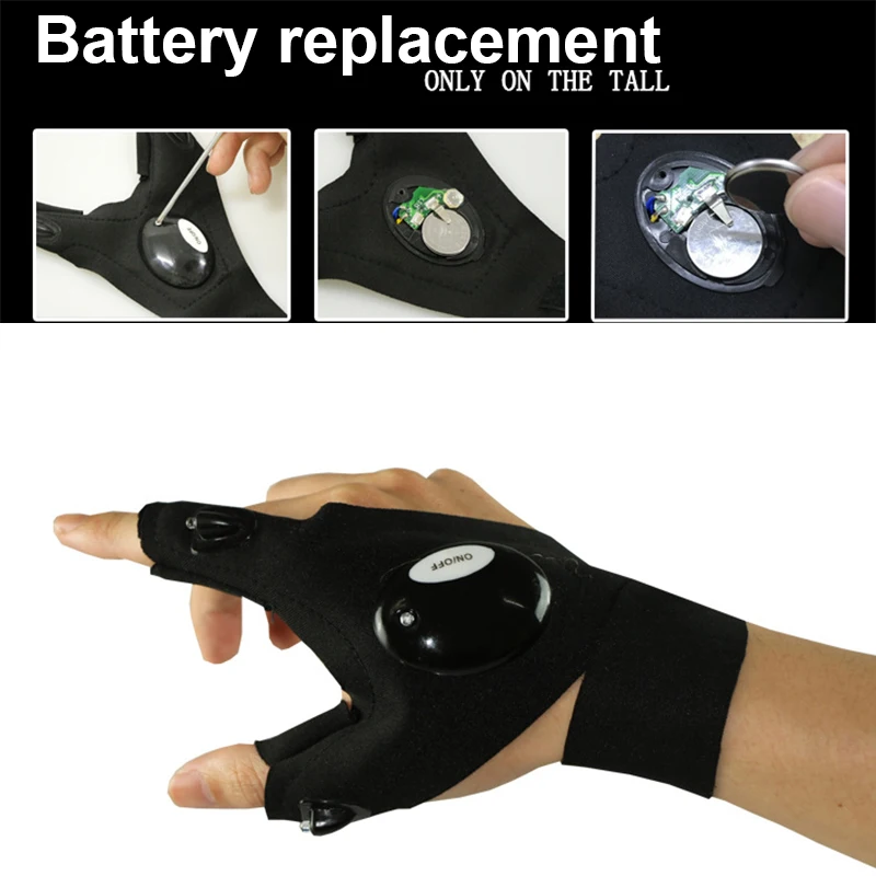 Перчатки рыболовные без пальцев водонепроницаемые со светодиодный Ной