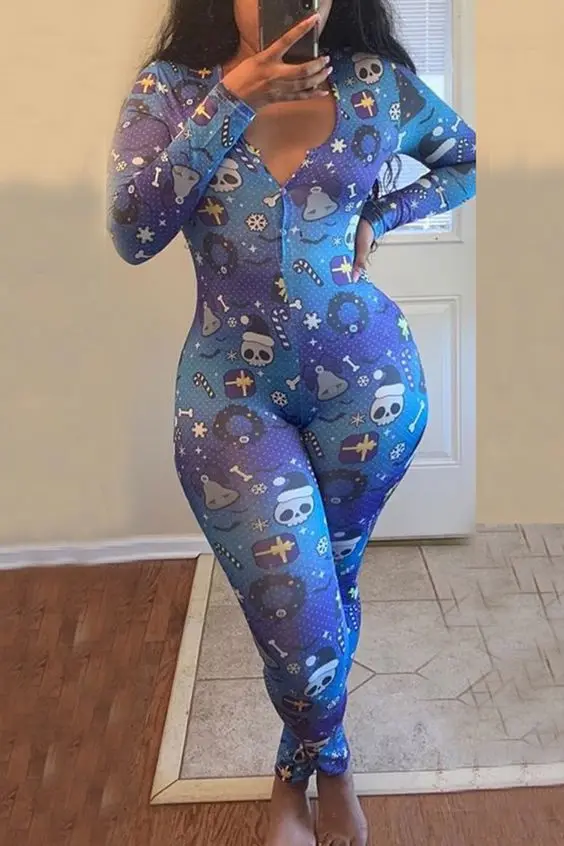 Christmas Sexy for Adults Women Pajamas Jumpsuit Romper Long Sleeve Sleepwear Nightwear Pyjamas |