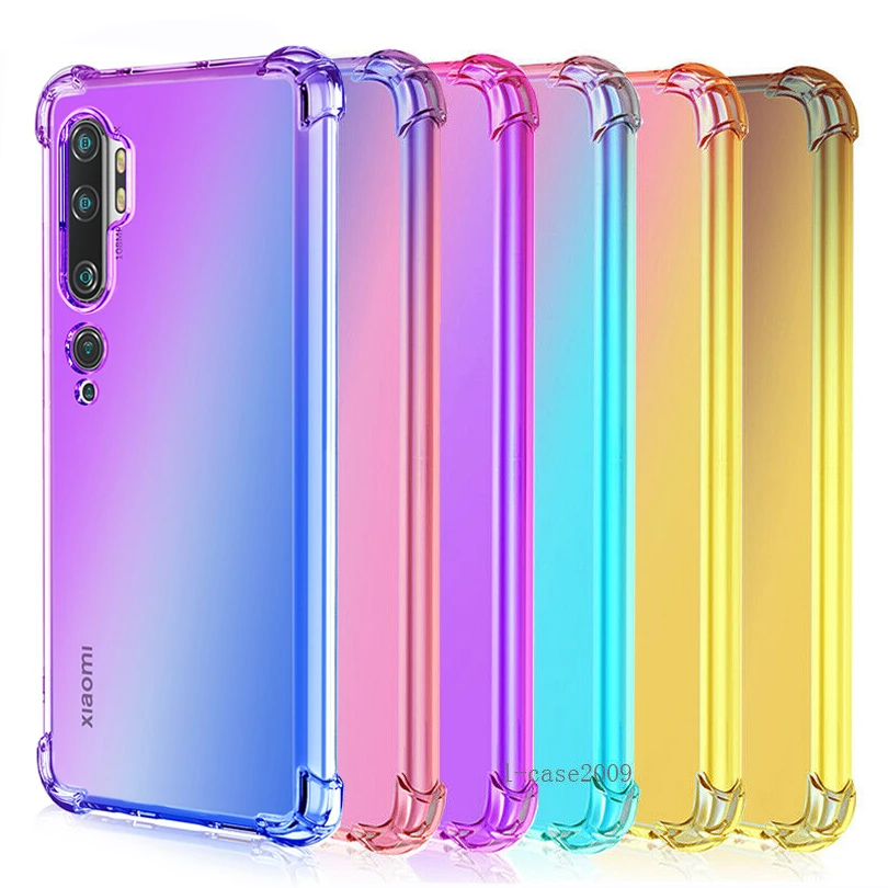 Ударопрочный силиконовый гелевый ТПУ чехол с градиентом для Xiaomi Mi Note 10 CC9 Pro A3 A2 Lite