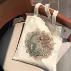 Модная сумка для покупок с художественным принтом, Джутовая сумка для покупок, сумка для покупок, сумки для покупок, многоразовые Захваты