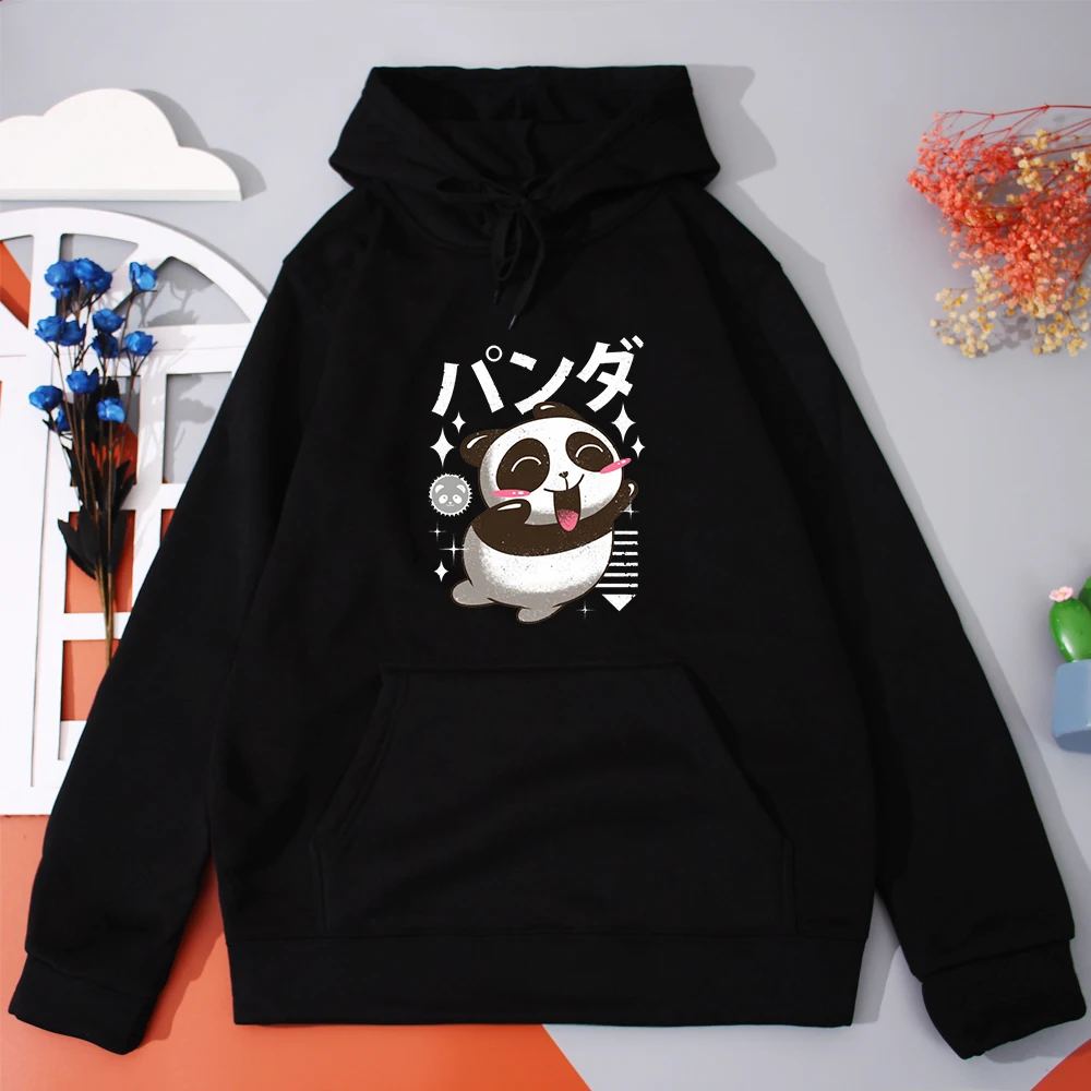 Милые худи с рисунком панды Модный повседневный Топ Милая женская уличная одежда