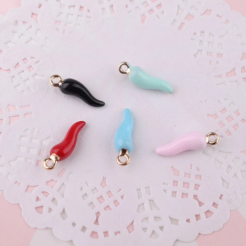 10 шт./лот красный Детский итальянский рожок из нержавеющей стали талисман DIY