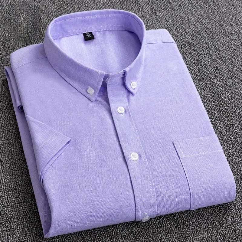 Рубашка мужская с коротким рукавом Повседневная деловая рубашка из ткани