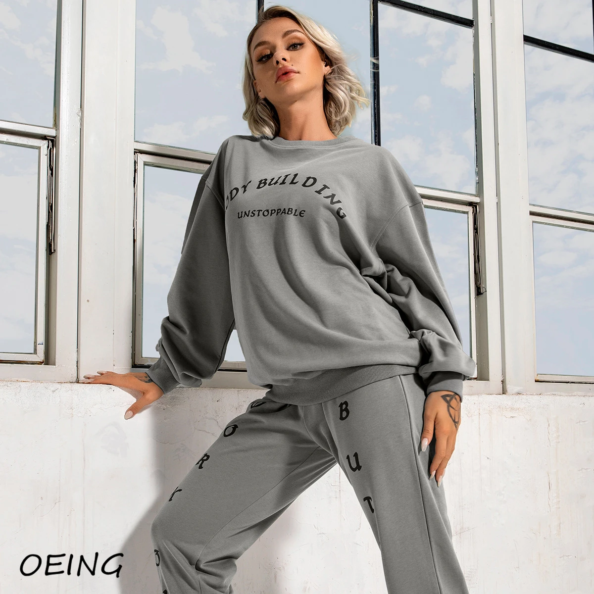 

Зимний тренировочный костюм с надписью, модная одежда для отдыха, наборы с толстовкой и брюками, костюмы для бега